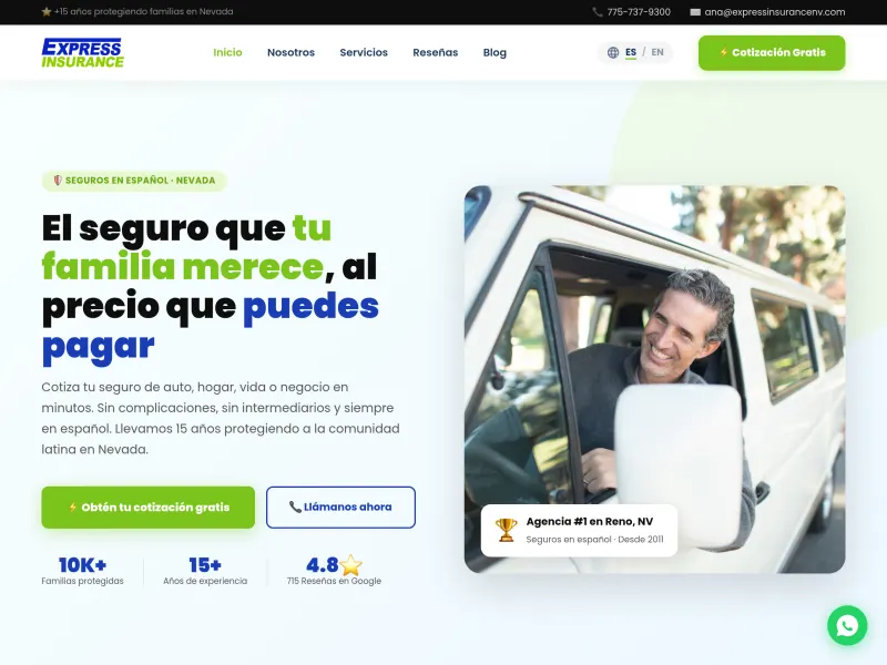 Captura de la web expressinsurancenv.com